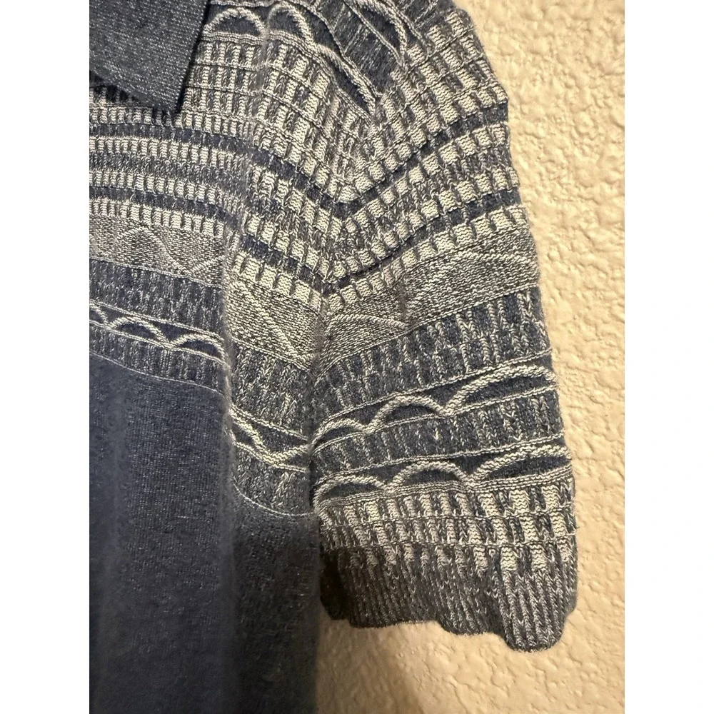Frye Men's Short Sleeve Knit Sweater Pullover Modern Polo shirt Indigo Blue XXL